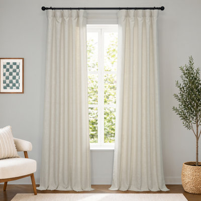 Rideaux filtrant la lumière en faux lin Clem pour rideaux de chambre et de salon - rideaux à panneau simple