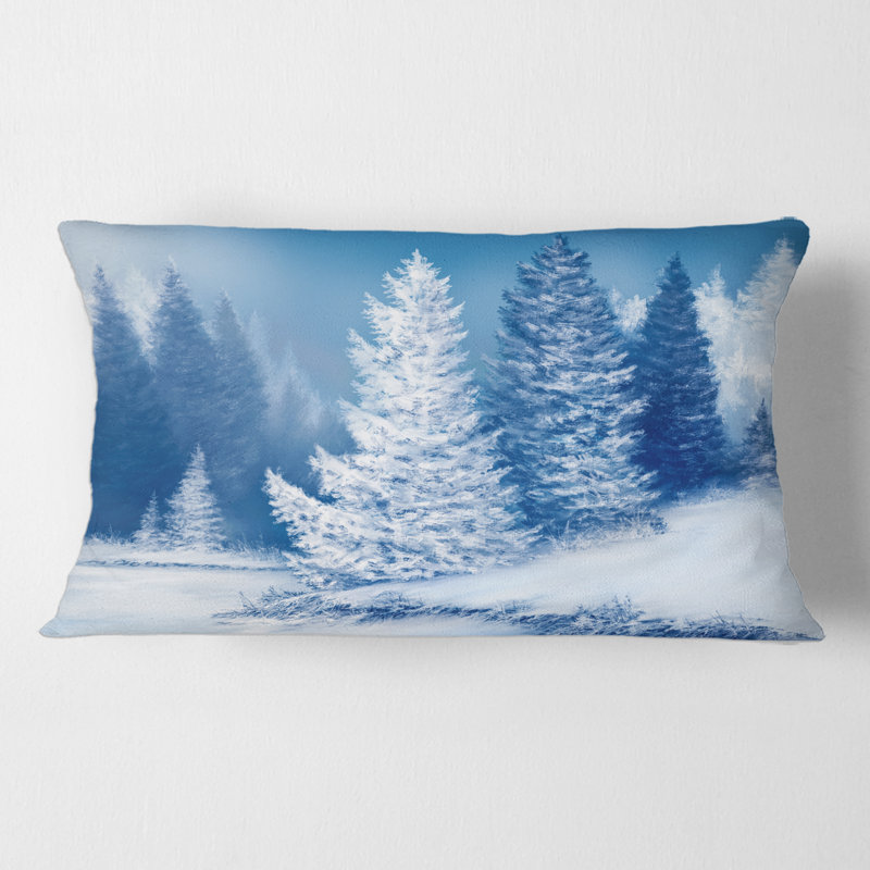 Housse et housse de coussin rectangulaire Dream épinette avec arbres couverts de neige