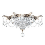 Milano 2 Light 16.5in x 8in Flush Mount in Parchment Gold with Clear Heritage Handcut Crystals