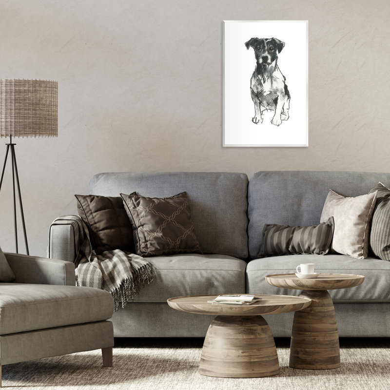 «Minimal Dog», art mural sur bois par Cartissi, H 19 po x l 13 po