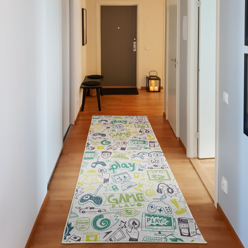 Tapis décoratif en fibre de polyester à haute densité Cadia, Tapis de couloir 2 pi 5 po x 7 pi 5 po
