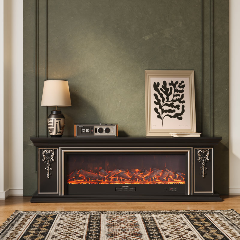 Symple Stuff 180cm W Black Electric Fireplace