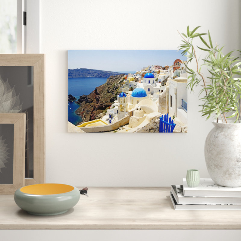 High Angle View Of A Church, Oia, Santorini, Cyclades Island by Panoramic Images - No Frame Print on Canvas