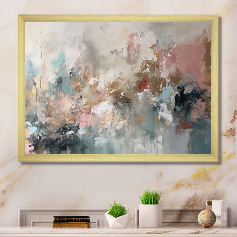 "Brushstroke", peinture abstraite I, Cadre photo unique, H 30 po x l 40 po, Doré