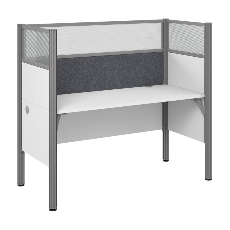 Pro-Biz Rectangle 1 Person Cubicle, White/Gray