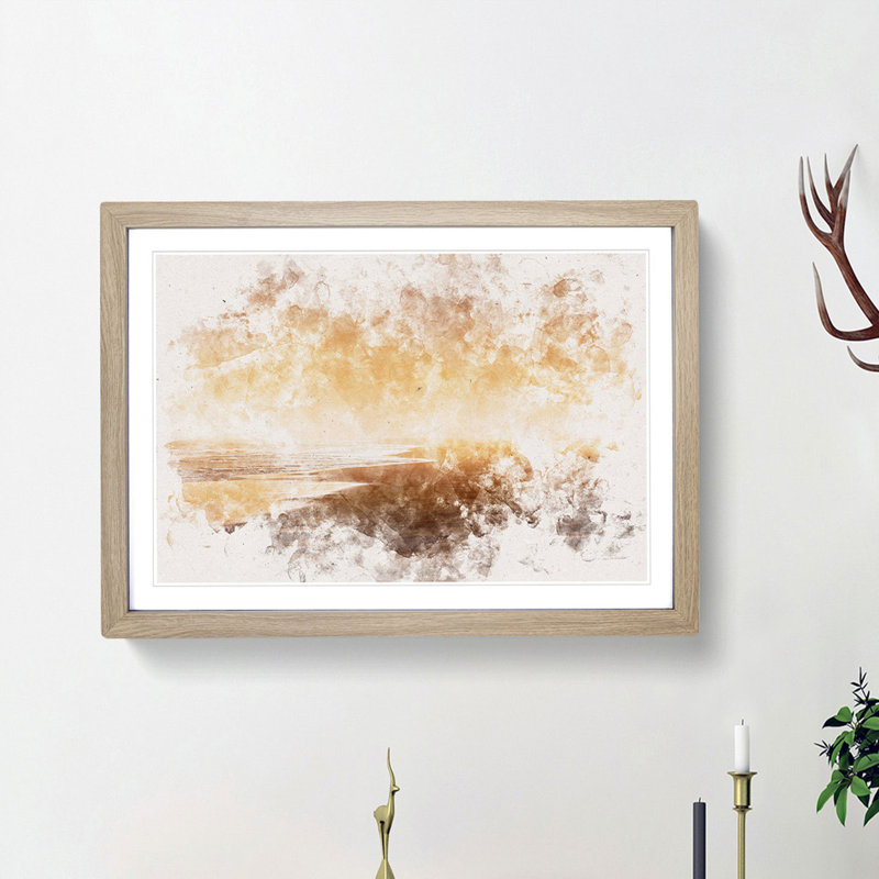 Golden Beach in Iceland - Picture Frame Painting Print, Oak Framed, 40cm H x 60cm W x 2cm D