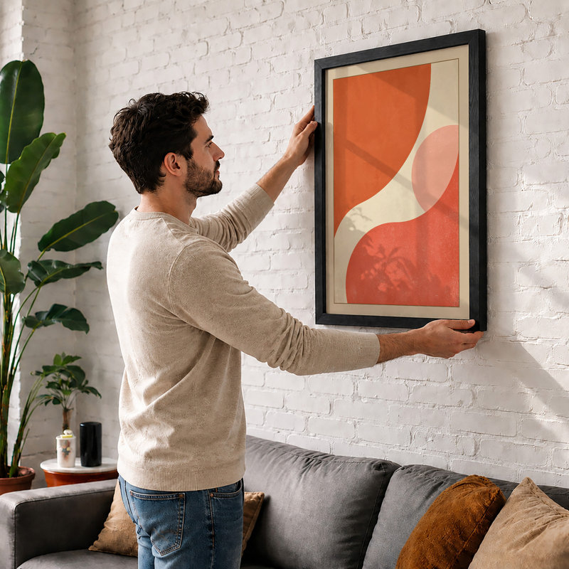 Warm Forms Abstract - Framed Print, A1 - 84.1 x 59.4 cm, Oak
