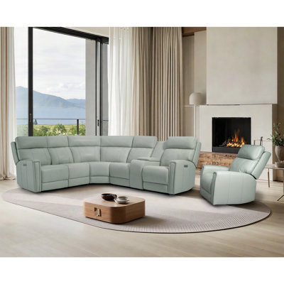 Canapé modulaire inclinable en cuir 116 po, 3 fauteuils inclinables électriques, appui-tête zéro gravité et électrique