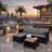 3-Piece L-Shaped Wicker Patio Set With Cushions And Acacia Wood Storage Table, Perfect For Compact Outdoor Spaces-599610249