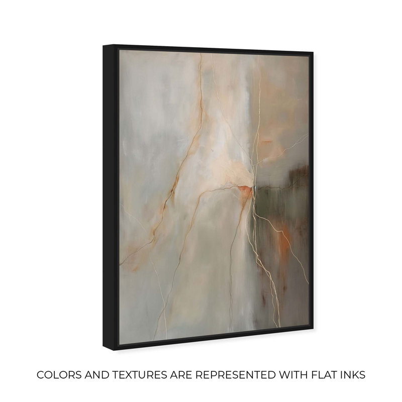 «Fiery Traces I Canvas Minimalist Abstract» par Art Remedy, H 55 po x l 37 po, Cadre noir