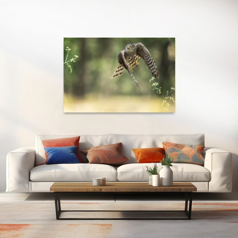 Majestic Hawk Flight Abstract Contemporary Bird Forest Nature Wall Art Print 1 Piece Wrapped Canvas Wall Art