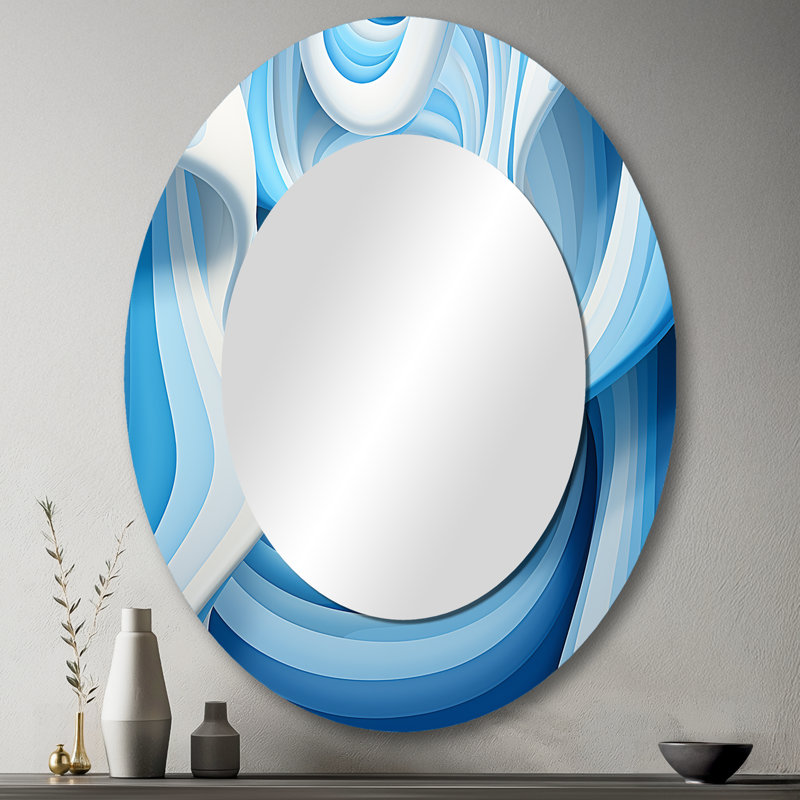 Miroir mural Op Art Blue Focus III, 43 po x 33 po