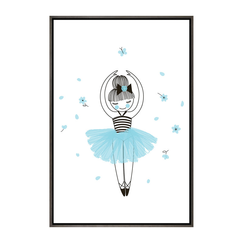 Petite ballerine - impression d'art graphique, H 60 po x l 40po x P 1,5 po, Toile avec cadre gris, Pas de tapis
