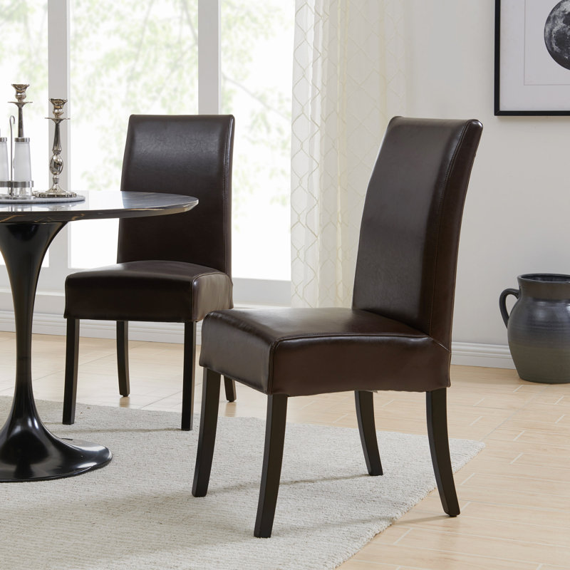 Bott 19'' H Upholstered Dining Side Chair, Brown, Black