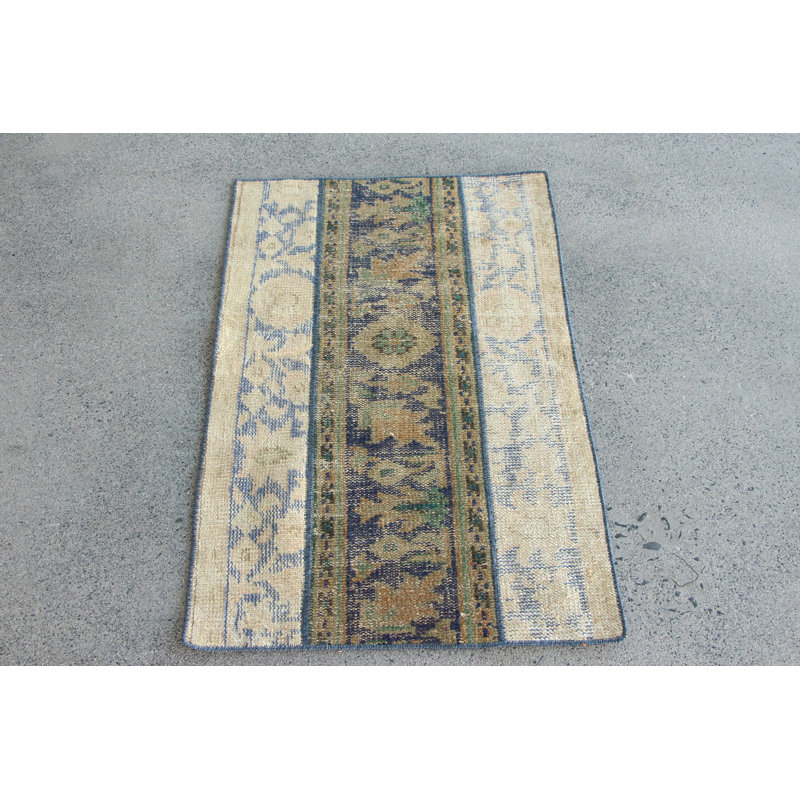 Tapis Oushak beige à motif patchwork turc beige