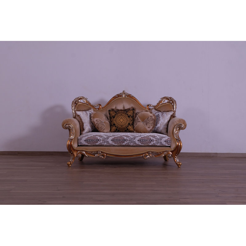 3 Piece New Tiziano Sofa Set, Dark Merlot/Beige/Light Brown