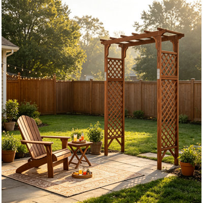 Pergola de jardin en bois, treillis d'extérieur pour plantes grimpantes, décoration pour cérémonie de mariage, finition marron