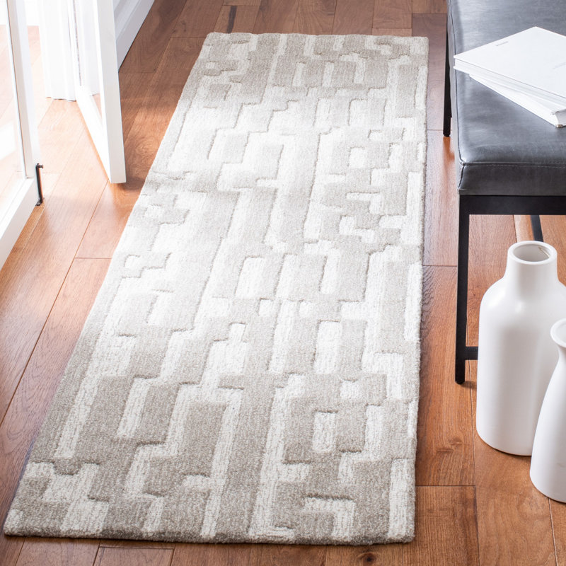 Tapis en laine touffeté à la main Adolphine, Tapis de couloir 2 pi 3 po x 8 pi