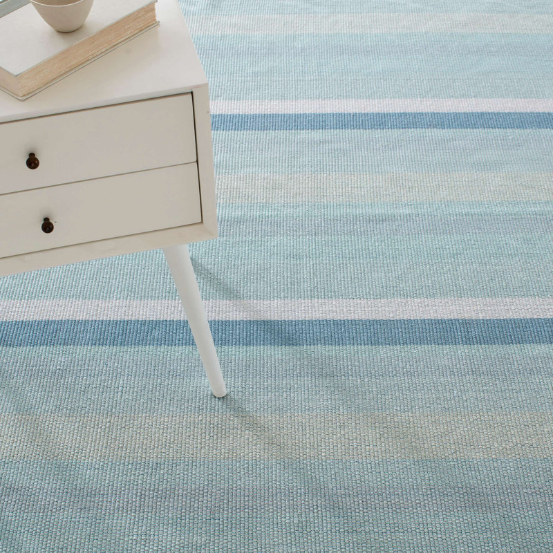 Shore Stripe Handwoven Cotton Rug, Rectangle 4' x 6'