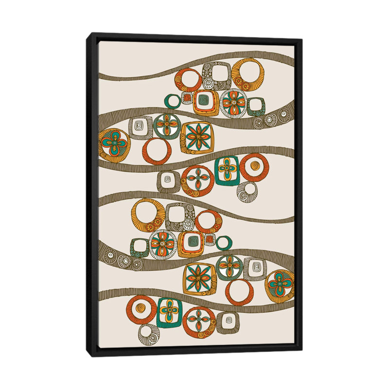 Folk Pattern II, impression sur toile tendue, H 26 po x l 18 po x P 1,5 po, Toile avec cadre noir