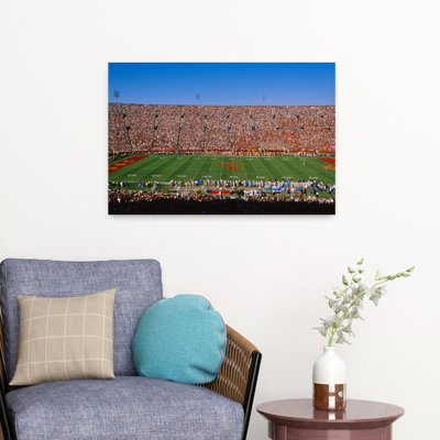 High Angle View Of A Football Stadium Full Of Spectators Los Angeles Memorial Coliseum City Of Los Angeles California Usa Contemporary City Archite...