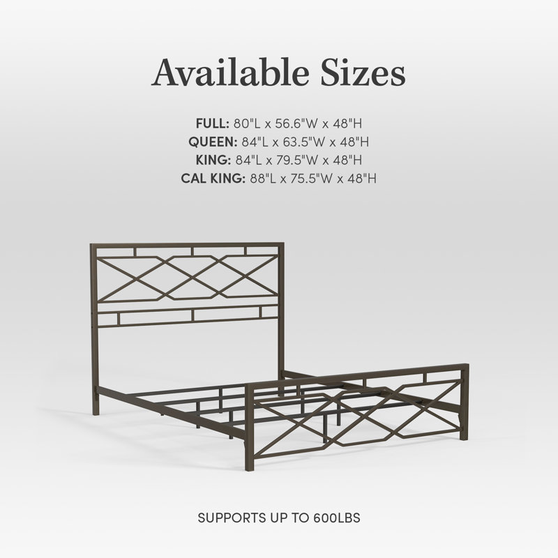 Gillard Industrial Metal Snap Assembled Bed Frame, Queen