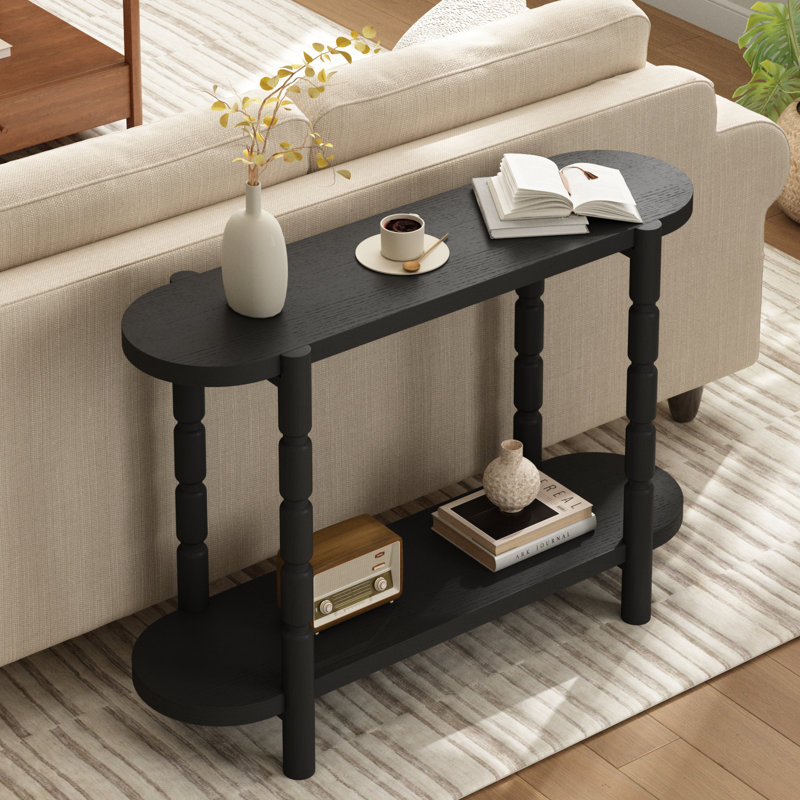 Darek 43.4" Farmhouse Solid Wood Console Table with Shelf