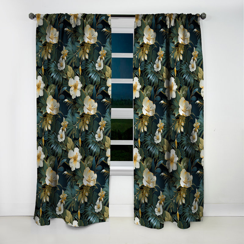 Mirage Elegance Ii - motif tropical I - Rideau floral - Rideau occultant floral - 1 panneau, L 52 po x L 84 po