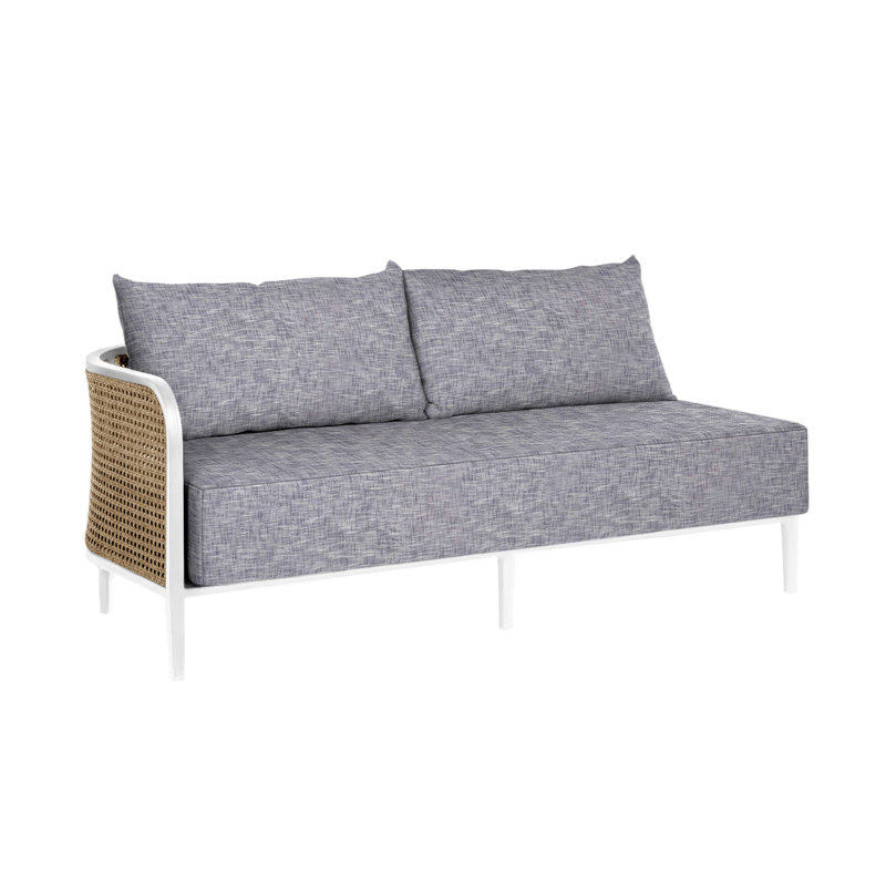 Havana 57" Wide Outdoor Loveseat with Cushions, Chalk/Natural Resin, Perigold Replay Fern, No welt + Standard fill