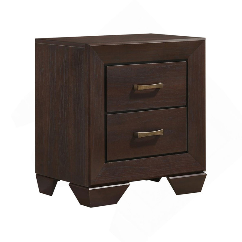Table de chevet en MDF avec 2 tiroirs au fini cacao foncé