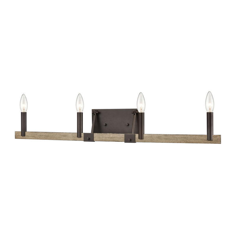 Éclairage pour salle de bain à 4 lumières de 32 po de largeur Transitions - Bronze huilé, H 5 po x l 32 po x P 4 po