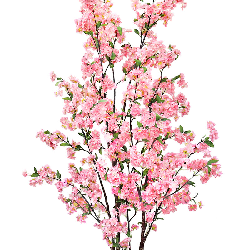 Artificial Cherry Blossom Tree in Pot, Pink, 66" H x 34" W x 32"