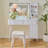 Modern Makeup Vanity Desk With LED Lights & Mirror, 4 Drawer Dressing Table Set With Stool, 3 Colors Dimmable Brightness, Space-Saving For Bedroom
