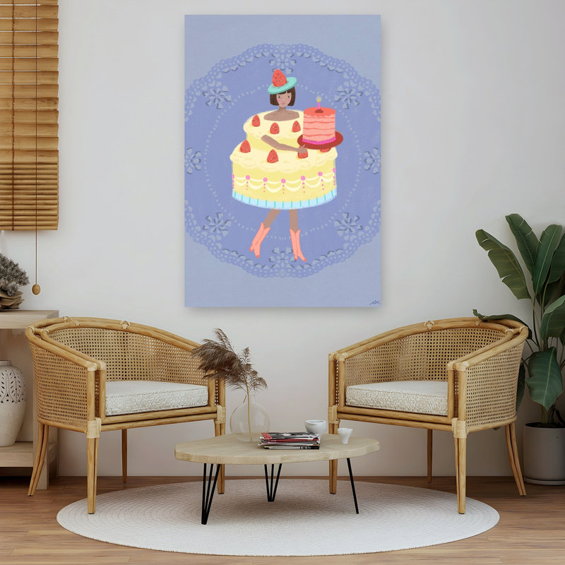 «Birthday Cake Girl Playful Whimsical Contemporary», reproduction d'art murale, 60" H x 40" W