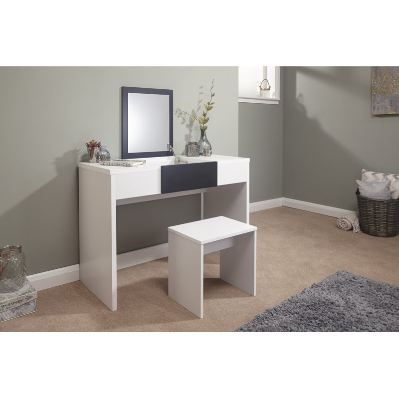 Harlow Dressing Table with Mirror, White / Black