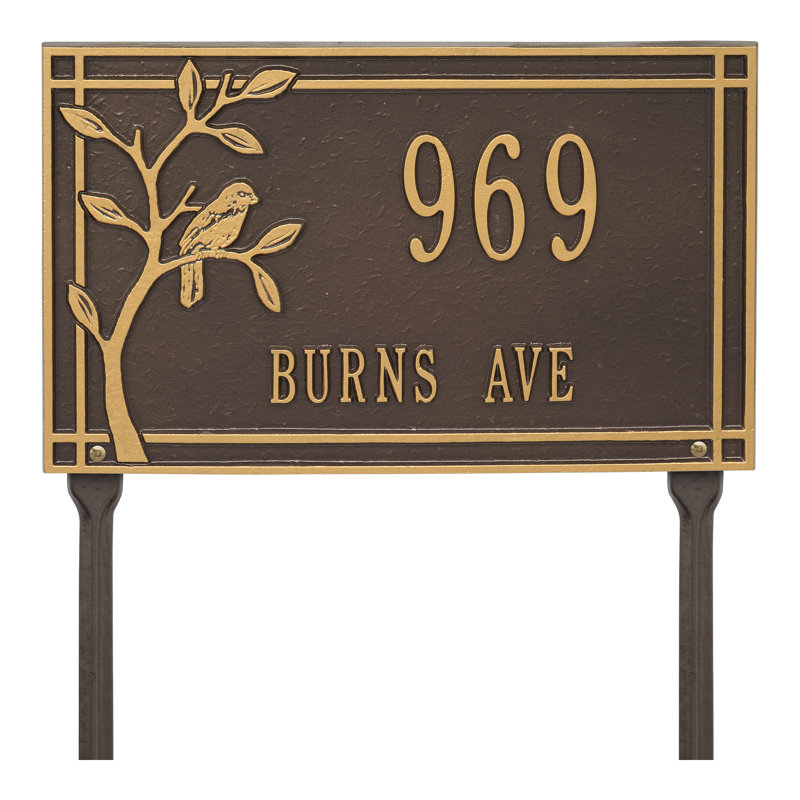 Plaque d'adresse sur 2 lignes personnalisable Woodridge, Bronze/Doré, Oui