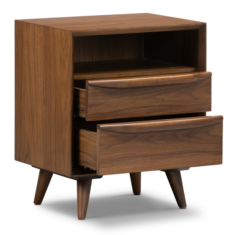 Cura American Black Walnut Wood Nightstand