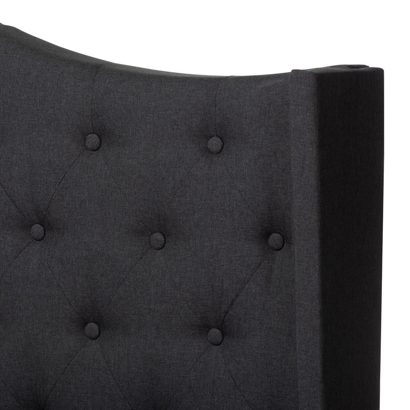 Saltville Upholstered Wingback Bed, Charcoal, King
