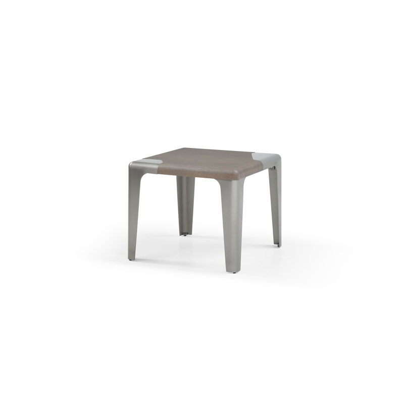  Table de bout transitionnelle en acier inoxydable gris cendré et bois argenté de 20 po