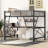Full Size Metal Loft Bed with Desk and Storage Shelf, Space-Saving Black Workstation Bed for Teens, Dorm or Bedroom-993112434-993112437