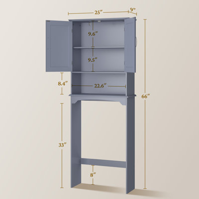 Dharmraj Over The Toilet Bathroom Storage With Upper Cabinets And Open Shelves