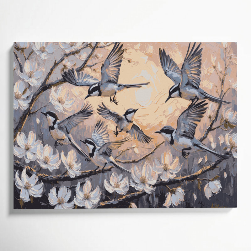 «Birds Northern Mockingbird», art mural sur toile, H 24 po x l 36 po