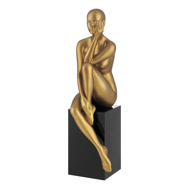 Antoinette Resin Handmade Bronze Doll Sculpture with Black Base
