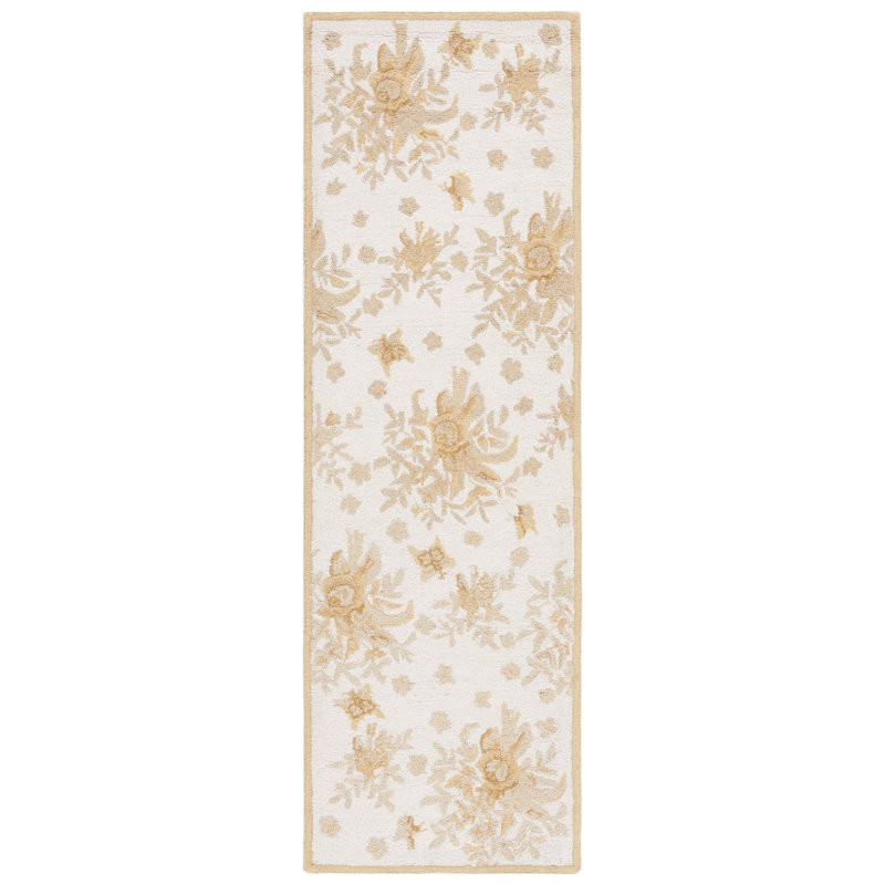 Hollander Hand-Hooked Wool Gold Area Rug, Runner 2'6" x 8'