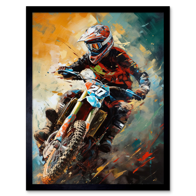 Blaurock Motocross Race Driver Sport Action Shot - Single Picture Frame Print