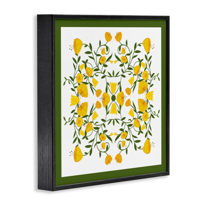 Golden Blooms Symmetry Giclee Art by Michelle Ingari Designs