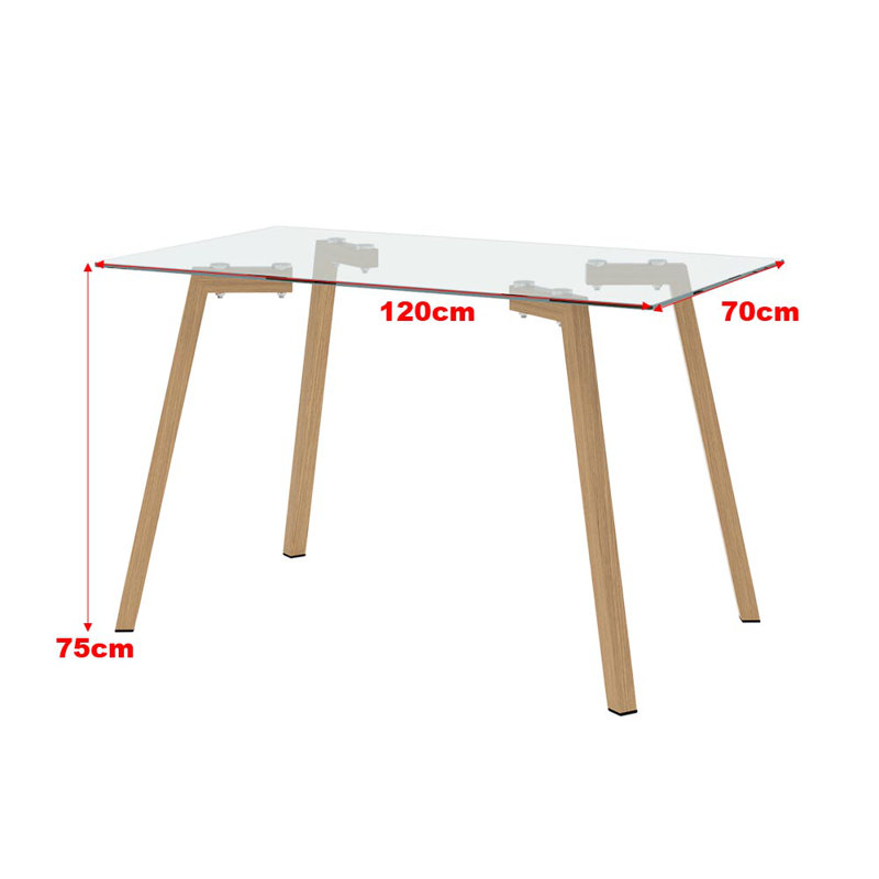 Debbye Glass Top Metal Base Dining Table