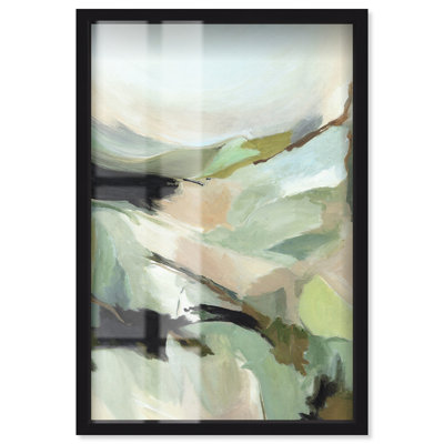 Là où la terre s'adoucit I - Ira Comleva, impression abstraite grand format en une seule pièce, encadrée sous verre, par Art Remedy, cadre noir, 44 x 66 pouces