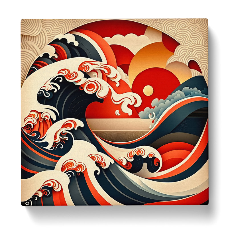 Japanese Wave Constructivism - Wrapped Canvas, 50cm H x 50cm W x 3cm D