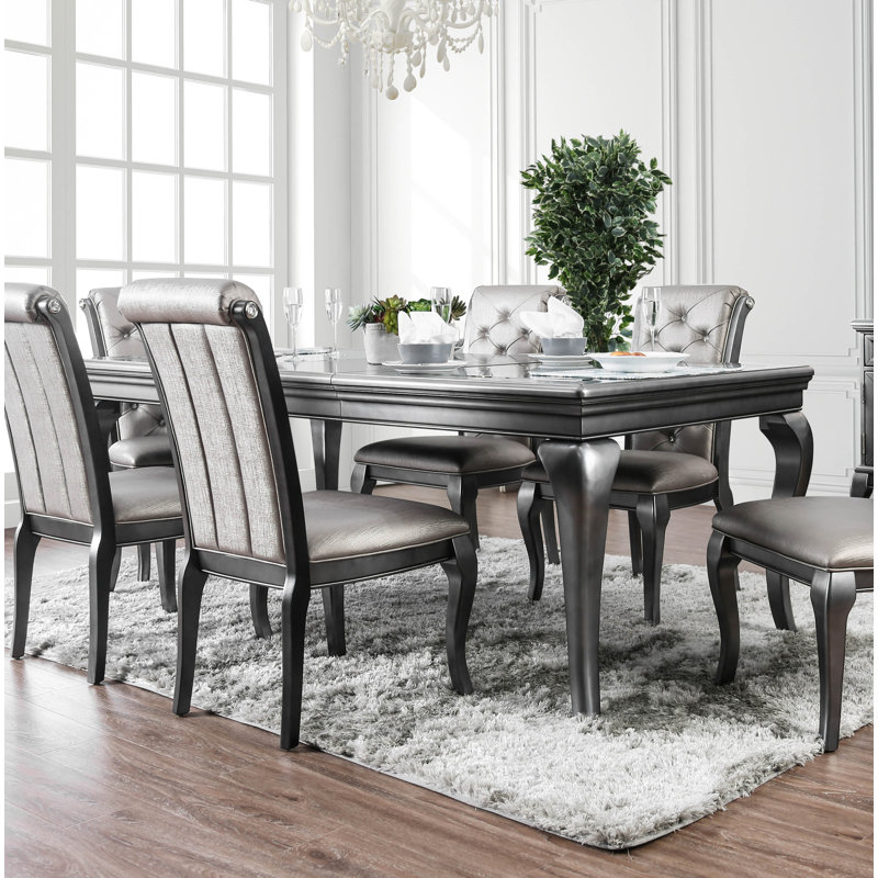 Kane 7-Piece Extendable Dining Table Set, Gray, Black, Gray Champagne